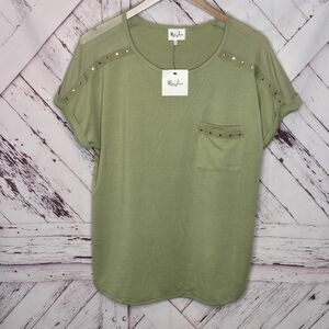 Remi James Green Studded Top